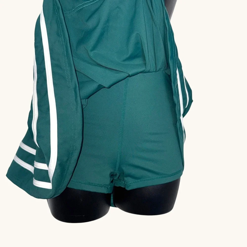 NWT Small Sporty Forest Green Striped Pleated‎ Tennis Skort Mini Skirt Striped